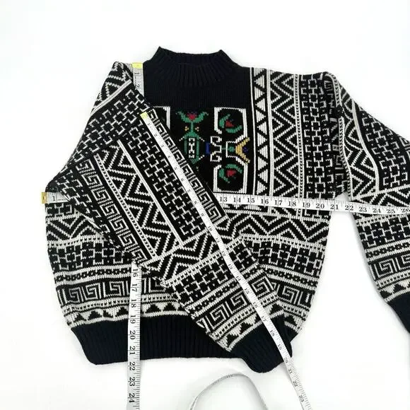 Vintage Demetre Sweater Womens L Acrylic Mock Neck Ski Retro Geometric 70's 80's - Picture 9 of 9